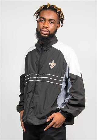 NFL 90'S NEW ORLEANS SAINTS BLACK WINDBREAKER JACKET