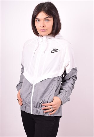 NIKE WOMENS VINTAGE TRACKSUIT TOP JACKET MEDIUM WHITE 90'S