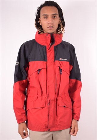 BERGHAUS MENS VINTAGE WINDBREAKER JACKET LARGE RED 90S