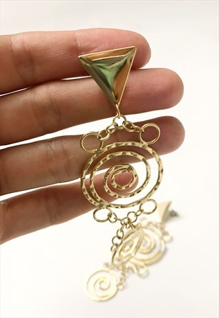 1990'S HAMMERED SWIRL DROP EARRINGS