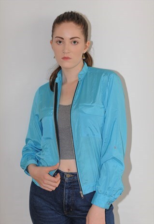 WOMENS VINTAGE 90S Y2K FESTIVAL LIGHT BLUE JACKET BLOUSE TOP
