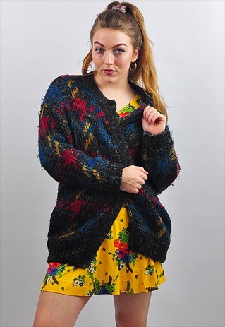 VINTAGE PATTERNED OVERSIZE CARDIGAN