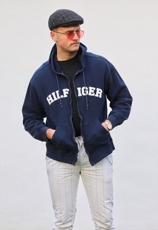 TOMMY HILFIGER USA 90S MIDWEIGHT NAVY HOODED SWEATSHIRT