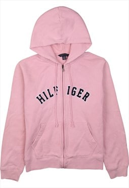 Vintage 90's Tommy Hilfiger Hoodie Spellout Full Zip Up Pink