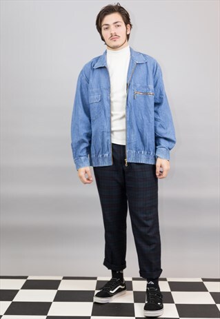 VINTAGE DENIM OVERSIZED HARINGTON