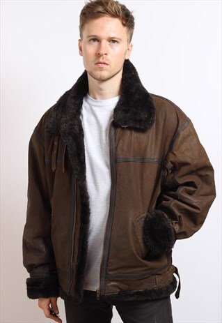VINTAGE FLEECE LINED AVIATOR JACKET