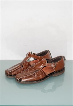 90's vintage grandpa inspired sandals in  brown