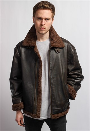 VINTAGE LEATHER SHERPA JACKET