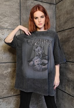 Krampus t-shirt premium vintage wash horror movie tee grey