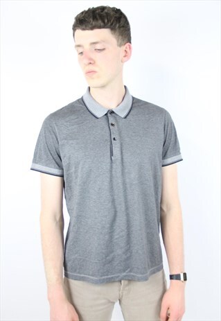 VINTAGE HUGO BOSS GREY STRIPED POLO SHIRT