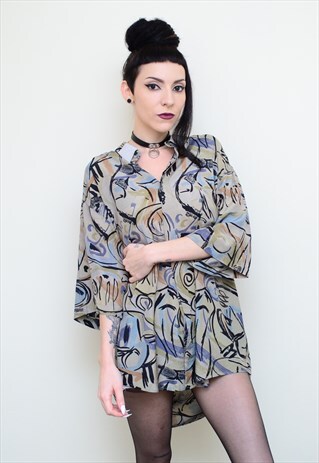 VINTAGE 90'S FUNKY CRAZY PATTERNED OVERSIZED SHIRT