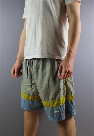 VINTAGE FILA SHORTS IN KHAKI WITH VELCRO POCKETS, PRINTED LO