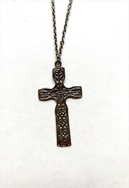 Vintage Chunky Silver Cross Necklace