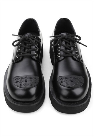 High fashion platform shoes geometric pattern punk boots