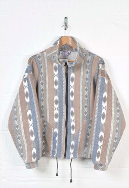 Vintage Fleece Jacket Retro Aztec Pattern Ladies XL