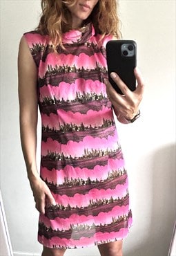 Psychedelic Novelty Pink Summer Dress - M