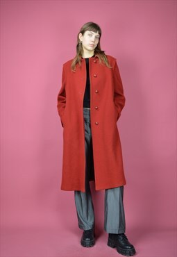 Vintage red classic 80's long wool coat