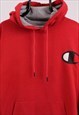 VINTAGE MEN'S CHAMPION RED PULL OVER HOODIE