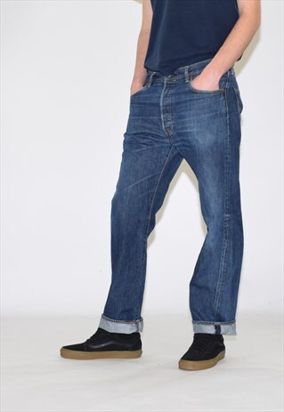VINTAGE DARK BLUE LEVIS 501 STRAIGHT LEG JEANS