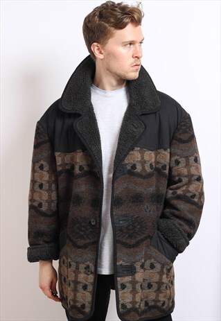 VINTAGE AZTEC FLEECE LINED JACKET