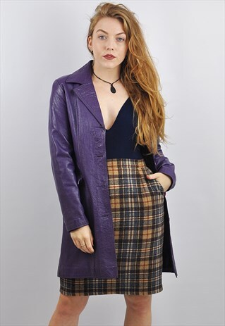 VINTAGE 1970'S PURPLE LEATHER JACKET COAT