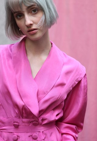 VINTAGE 80'S EVENT LONGSLEEVE MAXI DRESS IN PINK