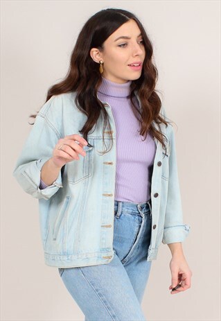 VINTAGE 90S DENIM TRUCKER JACKET IN LIGHT WASH