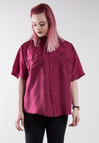 90'S RASPBERRY OVERSIZE SILK SHIRT