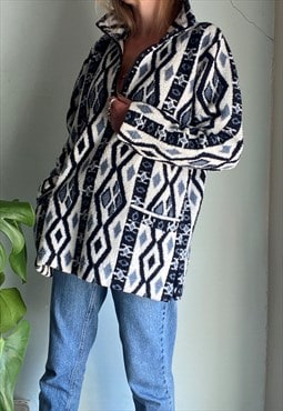 Vintage 90s Patterned Fleece Jumper