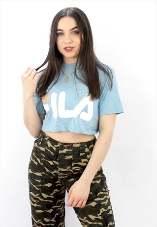 90'S RETRO BLUE SPELL-OUT FESTIVAL CROP TOP