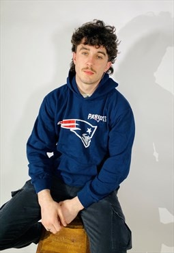 Vintage Size L New England Patriots Hoodie in Blue