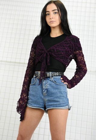 VINTAGE PURPLE LACE TIE TOP