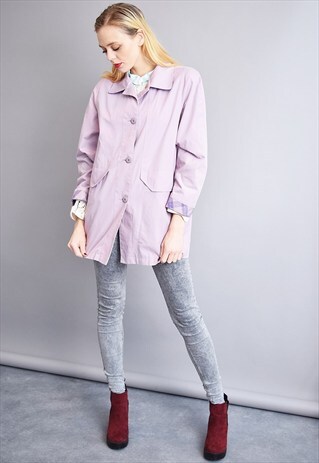 80'S RETRO MINIMALIST PASTEL PURPLE MOM'S JACKET COAT TOP