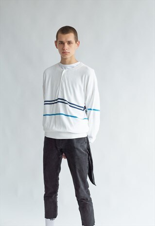 VINTAGE 80S VELVET JUMPER IN MARINE STYLE