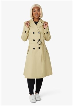 Spring/Summer Double Breasted Trench Mac Coat (Beige)