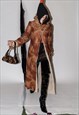 VINTAGE Y2K SPICY COAT WITH FAUX FUR TRIM IN BROWN TONES