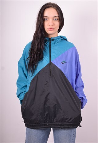 NIKE WOMENS VINTAGE PULLOVER JACKET LARGE MULTI 90'S