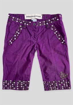 Vintage Moschino Cheap & Chic Studded Purple Shorts UK 10