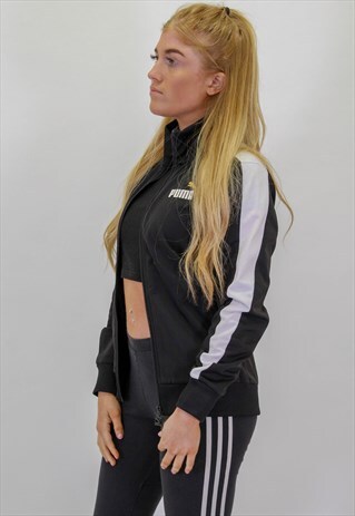 VINTAGE PUMA JACKET IN BLACK MEDIUM