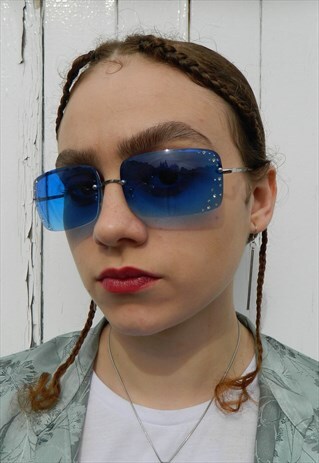 BLUE Y2K DIAMONTE SUNGLASSES