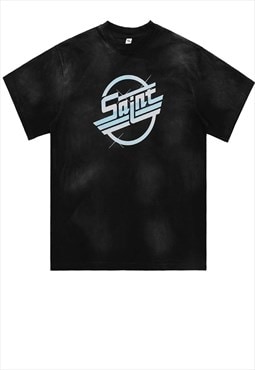 Saint print t-shirt grunge punk tee retro heaven top black