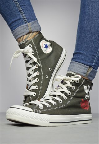 CONVERSE GORILLAZ GREY HI-TOPS TRAINERS GRUNGE FESTIVAL