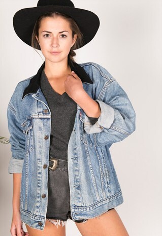 VINTAGE 80S LEVIS CONTRAST COLLAR DENIM JACKET /AVR/ R810