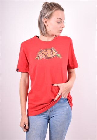 WOMENS VINTAGE T-SHIRT TOP LARGE RED 90'S