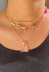Festival acrylic gold gummie bear necklace stack