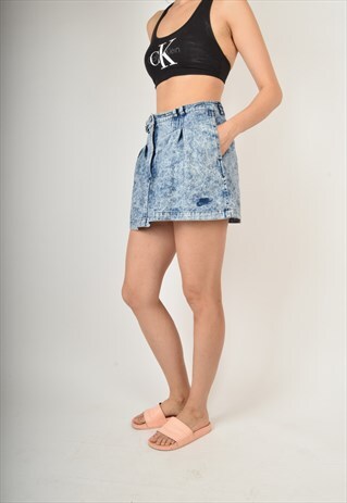 VINTAGE NIKE CHALLENGE COURT DENIM SKIRT ACID WASHED 90'S