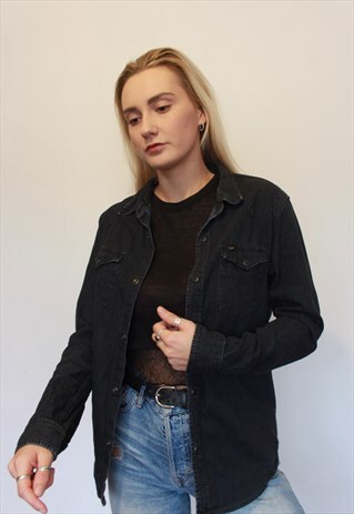 VINTAGE 90S BLACK LEE DENIM WORKWEAR SHIRT UNISEX