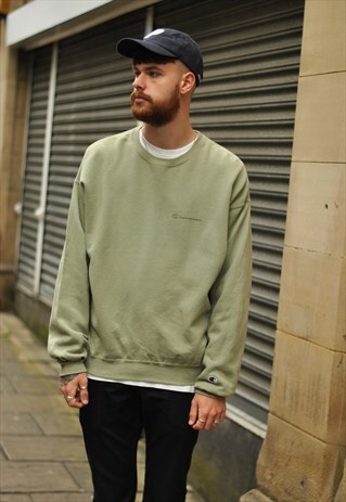 VINTAGE CHAMPION SPELL OUT LOGO CREW NECK SWEATER