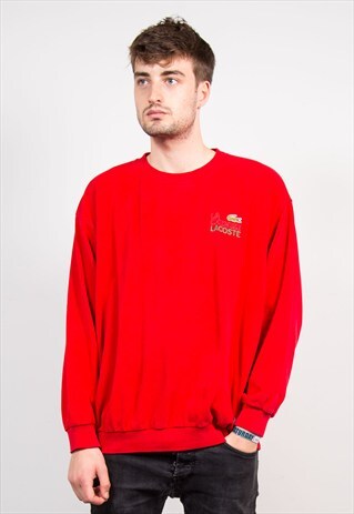 VINTAGE 90'S RED LACOSTE SWEATSHIRT TOP