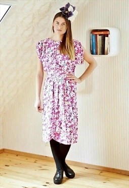 Pink floral belted dress